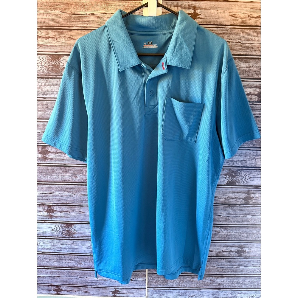 Under Armour Men's Short-Sleeved Polo Shirt Sz XL Teal-Blue Logo All Season Gear